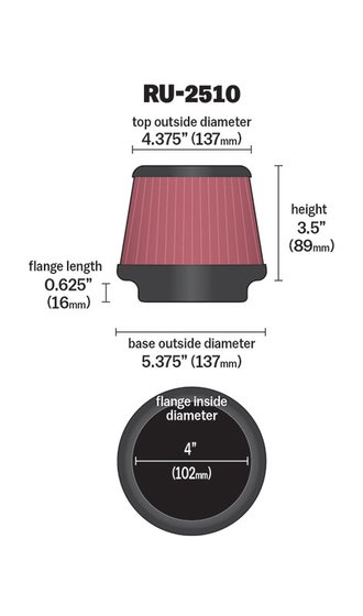 RU-2510 K & N oro filtras - 102 mm