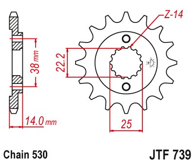 207915JT JT Sprockets priekinė žvaigždutė