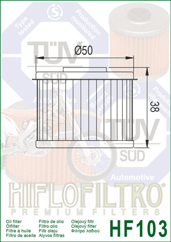 HF103 Hiflofiltro alyvos filtras