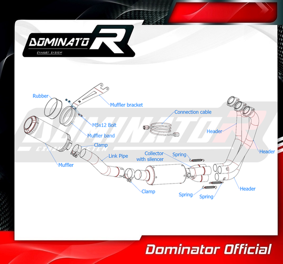 YA132DCBL-S Dominator full exhaust system silencer gp black