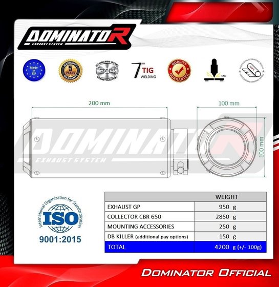 HO103DC-S Dominator full exhaust system silencer gp