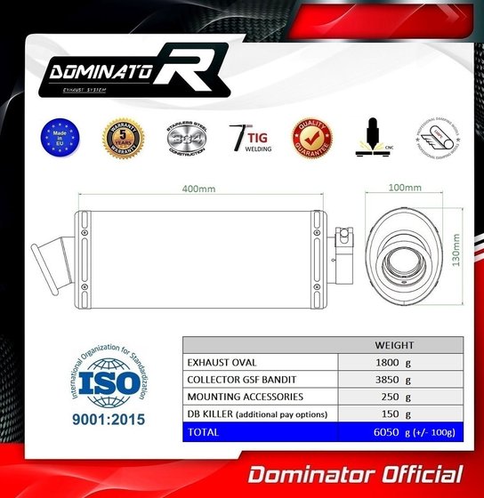 SU104DA-S Dominator full exhaust system silencer ov