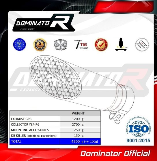 YA143DD Dominator full exhaust system silencer gp3 ex