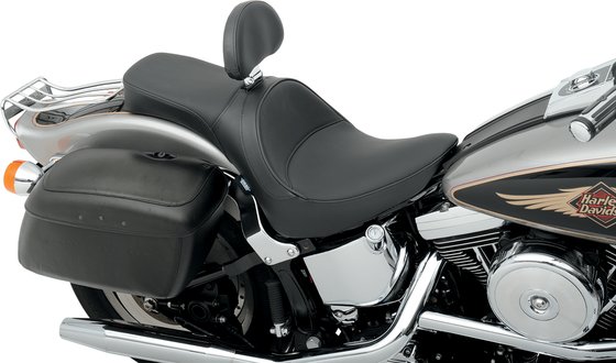 0802-0729 DRAG SPECIALTIES SEATS smooth vinyl seat with driver backrest receptacle for harley softtail