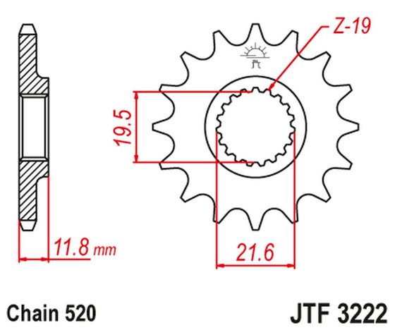 JTF3222.11 JT Sprockets front replacement sprocket - 11 teeth - 520 pitch - natural steel