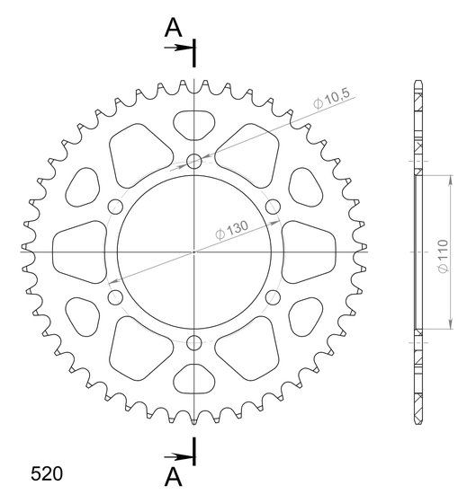 13812AK47 Supersprox supersprox alu rear sprocket su/ya black 47