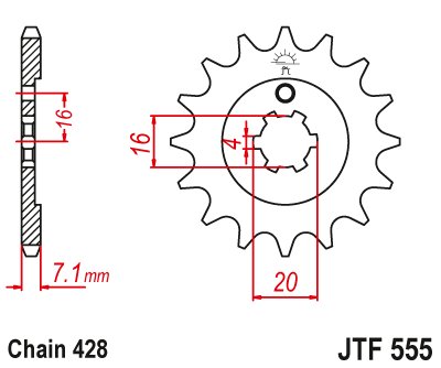 55514JT JT Sprockets front sprocket 14tooth pitch 428 jtf55514