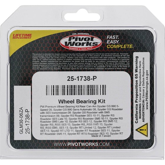 25-1738 All Balls wheel bearing kit rear