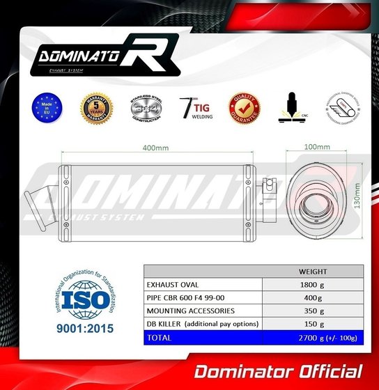 HO003DA-S Dominator exhaust silencer oval