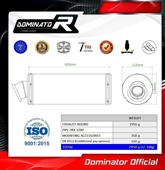 KA057DST-S Dominator exhaust silencer round