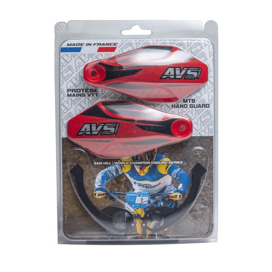 AVS RACING hand guards (black/red aluminum mount)