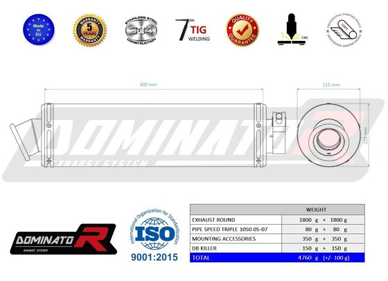 TR001DST-S Dominator exhaust silencer round