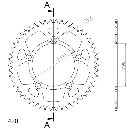 72101AO50 Supersprox supersprox alu rear sprocket ktm 60/65sx 97- orange 50