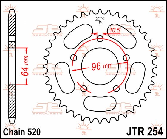 25437JT JT Sprockets rear sprocket 37 tooth pitch 520 jtr25437