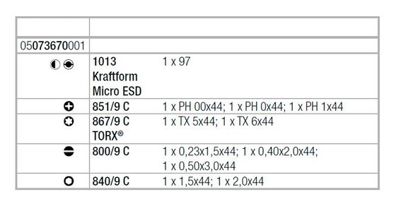 WERA kompakt micro esd/11sb bit set