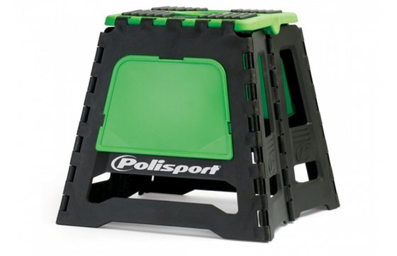 8981500005 POLISPORT foldable pit bike stand in green with polisport logo