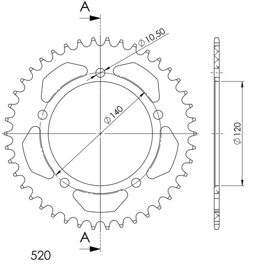 15605AK44 Supersprox supersprox alu rear sprocket su black 44