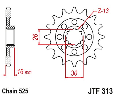 JTF313 JT Sprockets steel front sprocket