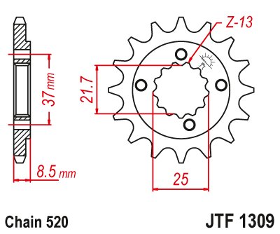 JTF1309 JT Sprockets steel front sprocket