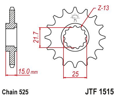 JTF1515 JT Sprockets steel front sprocket