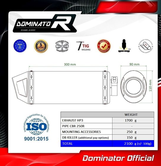 HO113DF-S Dominator exhaust silencer muffler hp3