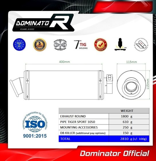 TR014DST-S Dominator exhaust silencer round