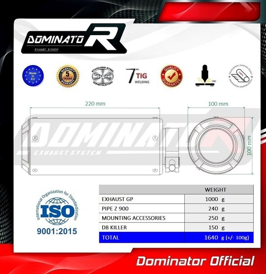 KA055DC-H Dominator homologated exhaust silencer gp