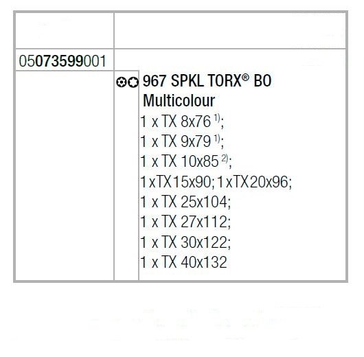 WERA l-key set with torx