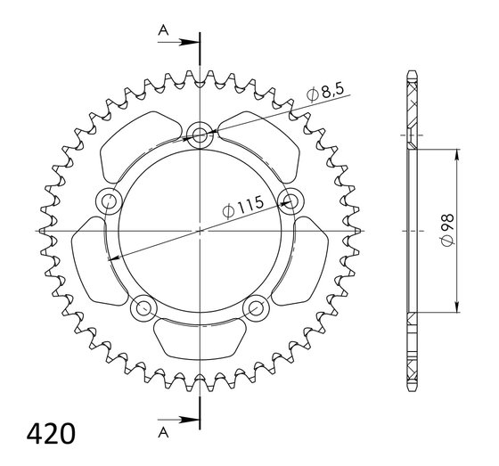 72101AO46 Supersprox supersprox alu rear sprocket ktm 60/65sx 97- orange 46