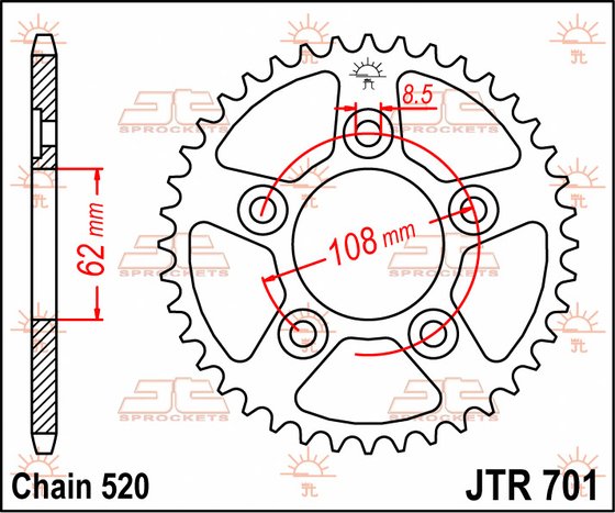 71440JT JT Sprockets rear sprocket 40 tooth pitch 520 jtr70140