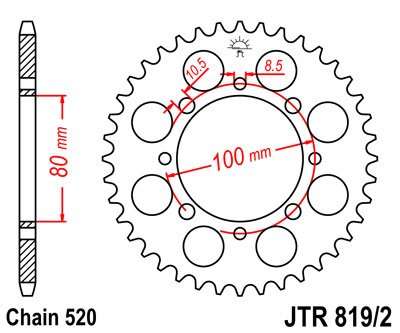 81941JT JT Sprockets rear sprocket 41 tooth pitch 520 jtr819241