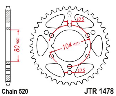 JTR1478 JT Sprockets steel rear sprocket