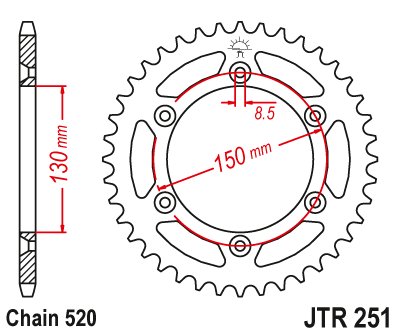 JTR251 JT Sprockets steel rear sprocket