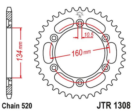 JTA1308BLK JT Sprockets racelite aluminium rear race sprocket