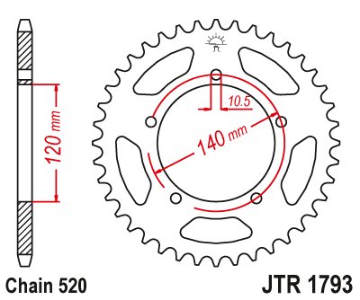 JTR1793 JT Sprockets steel rear sprocket