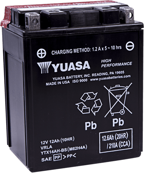 1088357 YUASA ytx14ah-bs 12ah agm-battery 134x89x166mm