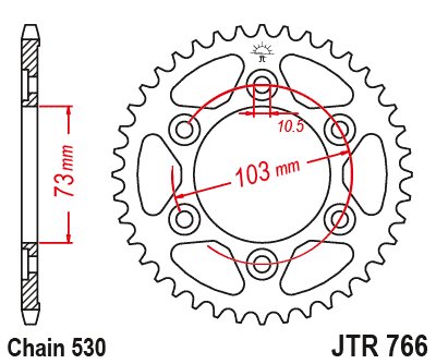 JTR766 JT Sprockets steel rear sprocket