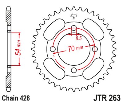 JTR263 JT Sprockets steel rear sprocket